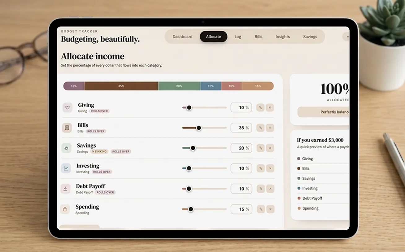 Allocating income on an iPad